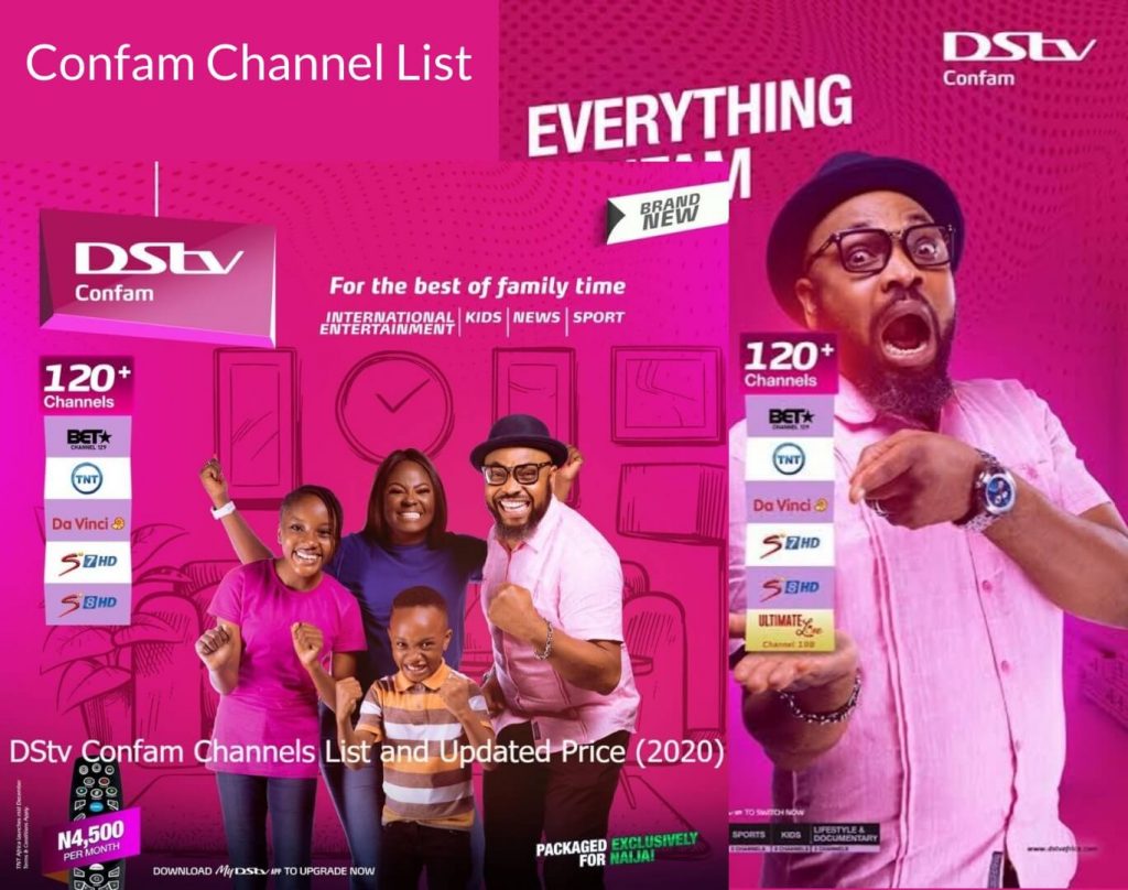 DSTV Confam channel list and price in Nigeria