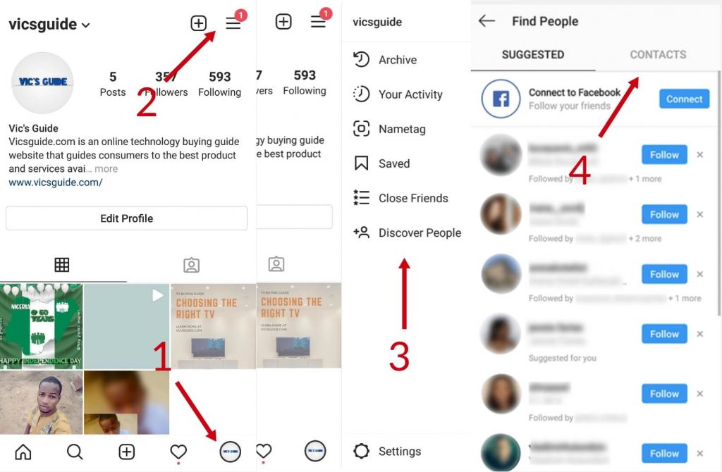 IG search by phone number method 1