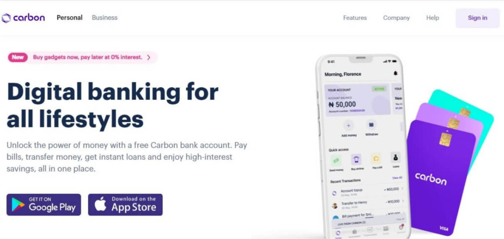 Carbon loan app