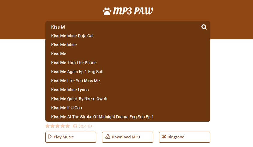 Mp3paw search result