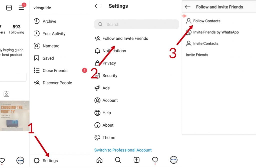 Instagram search through phone number method 2