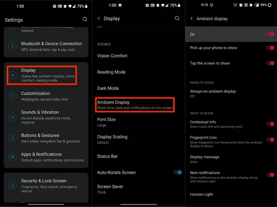 How to enable Horizon Light on OnePlus 9