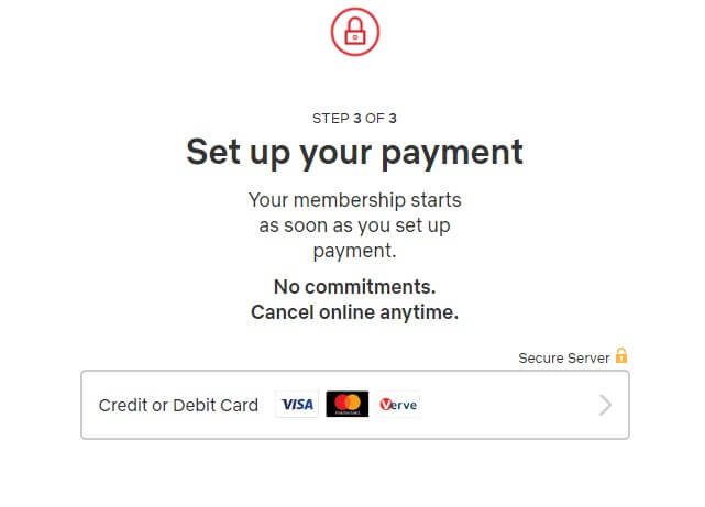 Choose your preferred payment method for Netflix